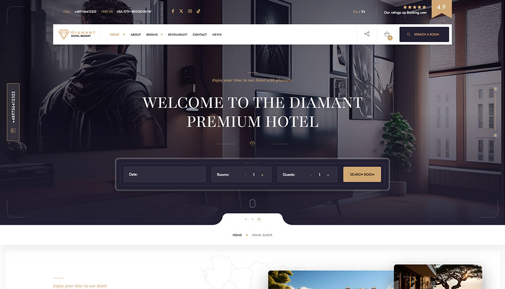 Diamant - Luxurious Hotel & Resort Booking Website Template