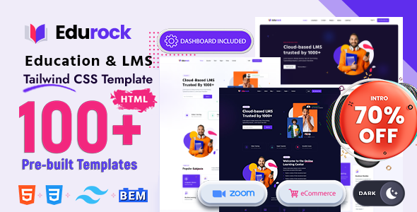 Mẫu Website Giáo Dục & Khóa Học Trực Tuyến Edurock - Dựa trên Tailwind CSS