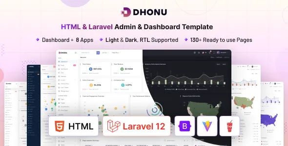 Dhonu - HTML & Laravel 12 Admin Dashboard Template (Bootstrap 5)