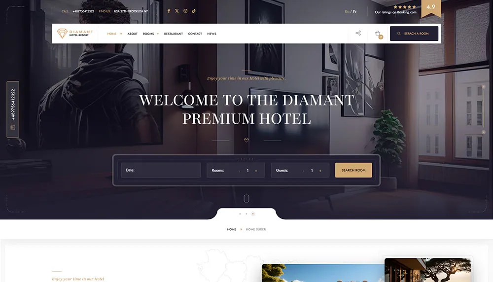 Diamant - Luxurious Hotel & Resort Booking Website Template